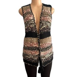 Dor Dor Couture Multicolor Knit Boho Sleeveless Cardigan